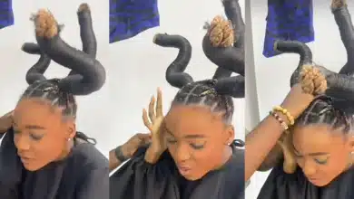 Model sheds tears as she makes uncomfortable hairstyle for photoshoot