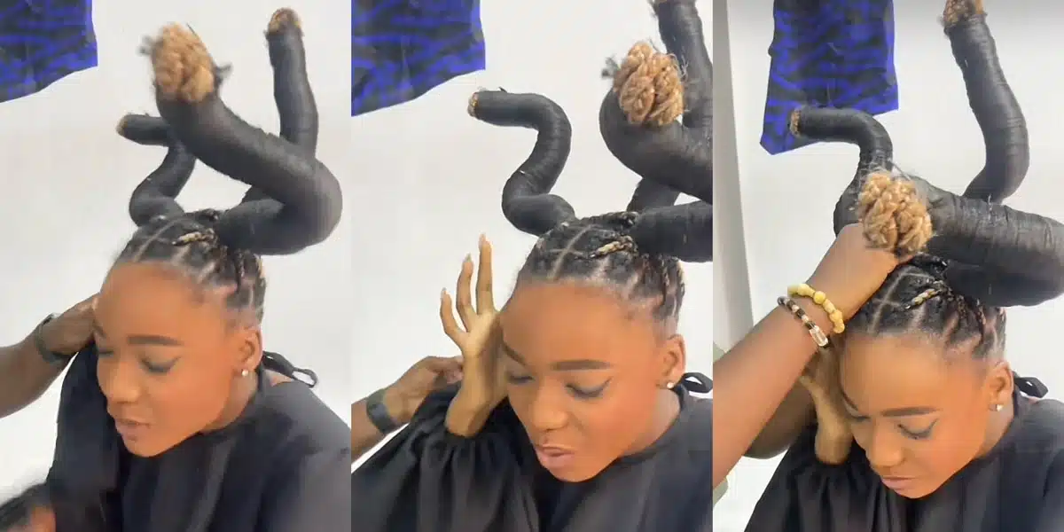 Model sheds tears as she makes uncomfortable hairstyle for photoshoot