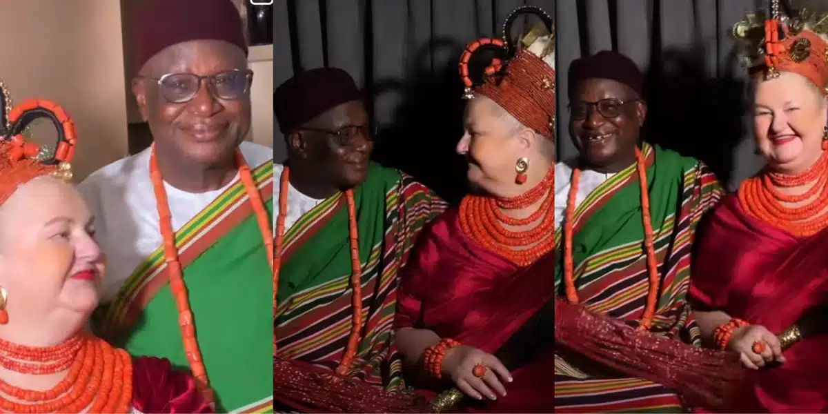 “Love is beautiful” — Nigerian man finally ties the knot with Caucasian woman after 33 years of being single