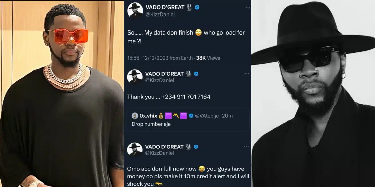 Kizz Daniel causes pandemonium as Netizens queue up to send data to his number