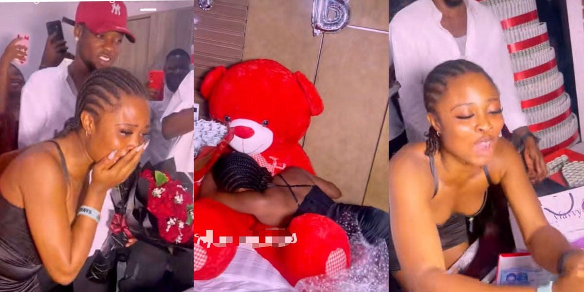 "I swear I be broom" - Boyfriend's money, cake birthday surprise to girlfriend sparks jealousy among ladies online
