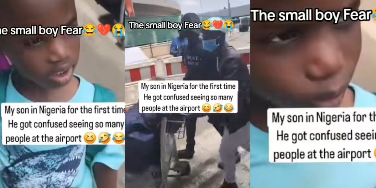 "Is this what Nigeria looks like?" - Little boy expresses disappointment over airport crowd during his first visit to Nigeria