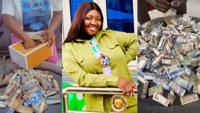 "I opened my alawee box" - Youth corps member shows off wad of cash saved throughout her 12-month NYSC program