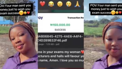 "I love you so much" - Lady shows off chat, receipt as boyfriend wishes her success in exams with ₦150k cash gift