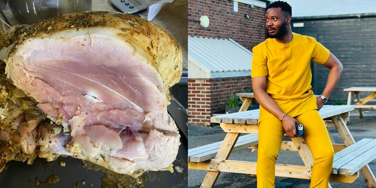 "This British girl wants to kill me" - Nigerian man laments as lover shows off her culinary skills, cooks half-done chicken for him