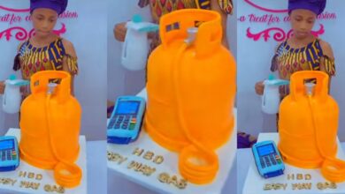 "‎This is big creativity" - Talented Nigerian baker receives praise with realistic gas cylinder and P.O.S machine cakes