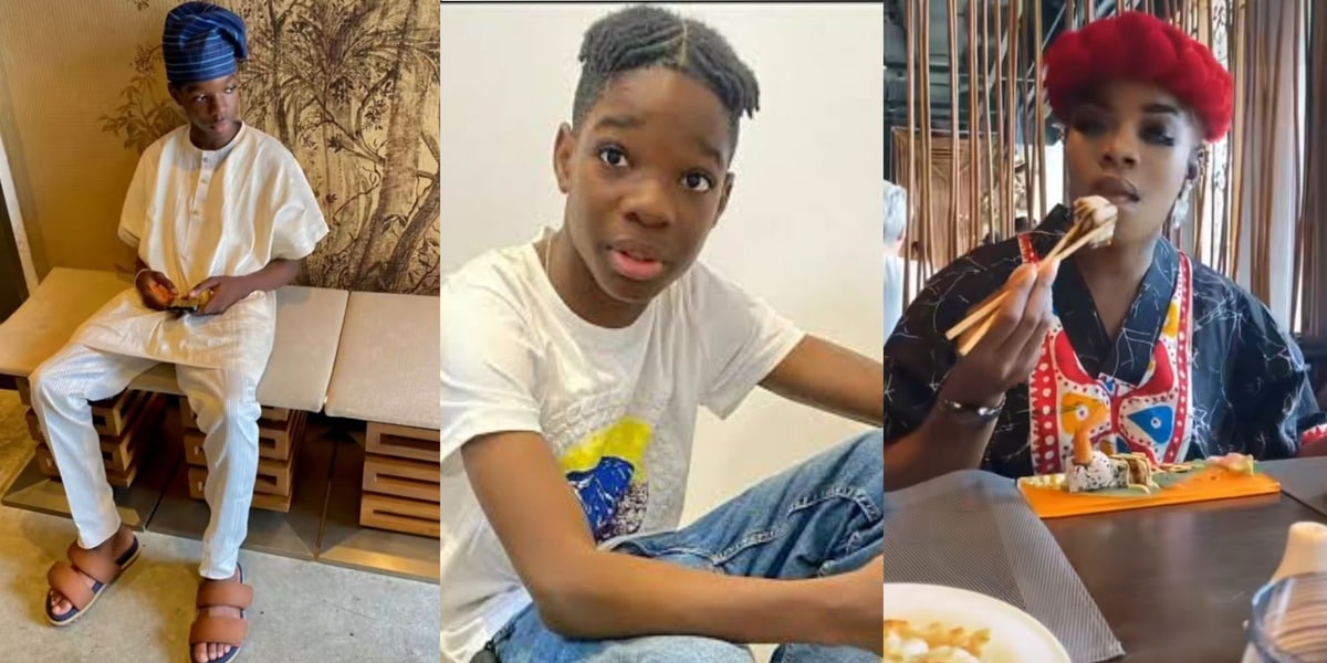 "‎Is Tife single?' - Wizkid's eldest son, Boluwatife slays in native outfit as he goes on food date with mum, Sola