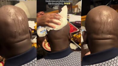 "He got a personal head wiper" - Man causes stir, sweats profusely from bald head while enjoying spicy food
