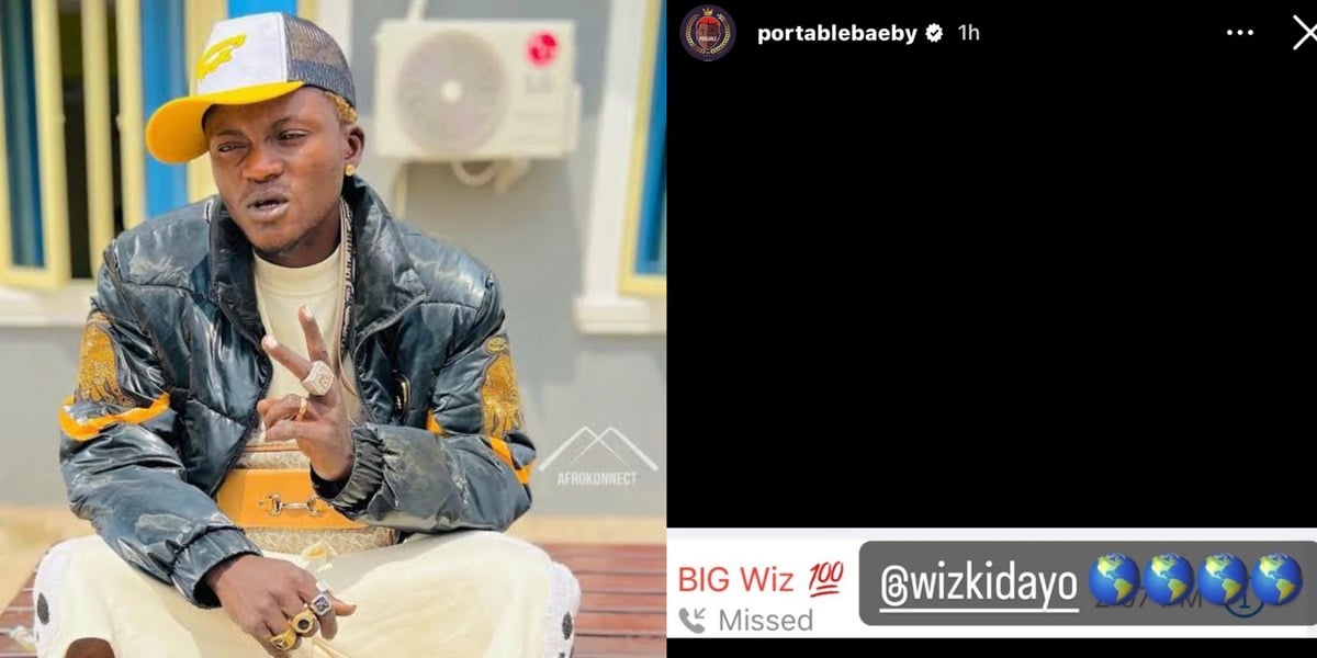 "Werey still miss call?" - Outrage as Portable shares proof of Wizkid's missed call