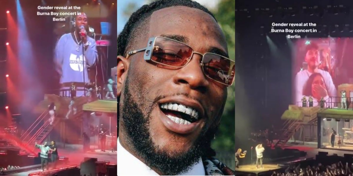 "Congratulations, it's a boy" - Burna Boy unveils a fan's baby's gender live on stage at Berlin concert