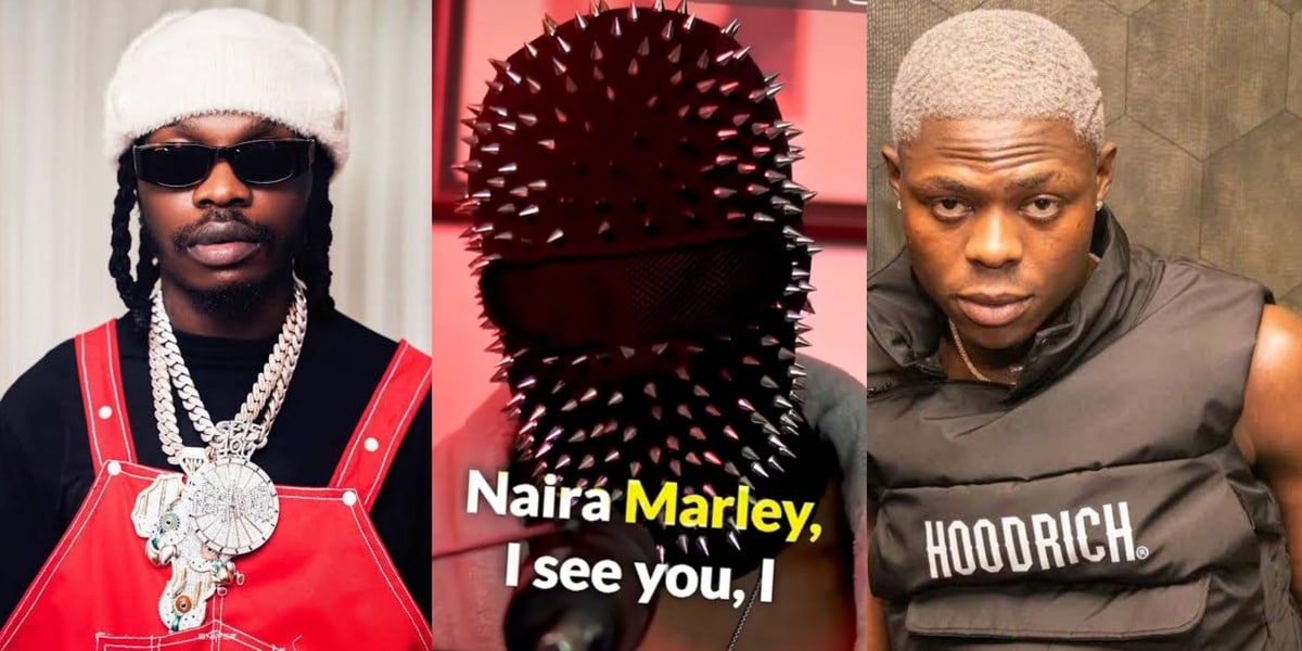 "Useless charity" - Masked man ridicules Naira Marley over noodles, drink gifts to charity home after Mohbad's death