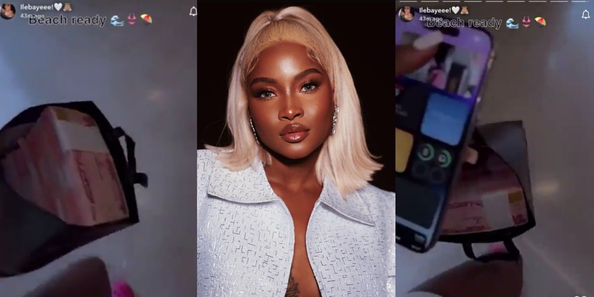 "Beach ready" - Ilebaye goes off to the beach with stacks of cash