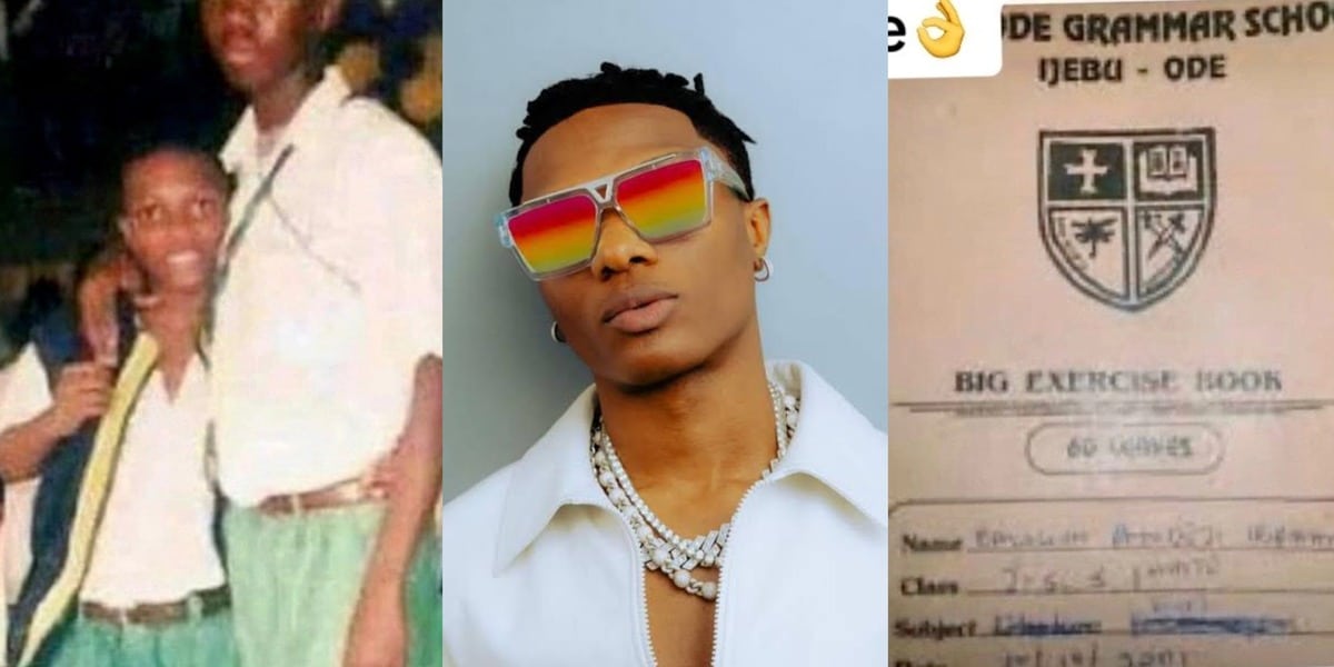 Wizkid's secondary school picture, his J.S.S 1 exercise book at Ijebu 'Ode Grammar School' surface online