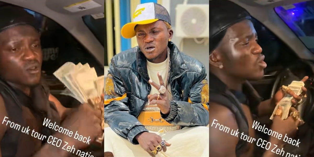 "If you spray naira, I'll spray dollar" - Portable throws bundles of dollars earned from his U.S. tour to street fans