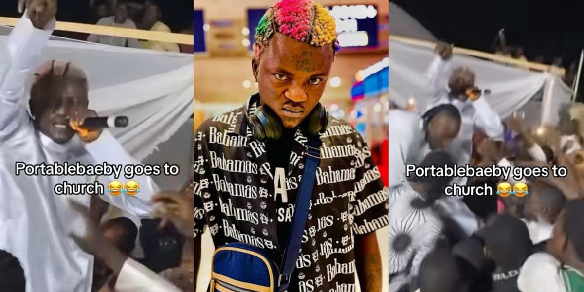 "Wahala don enter church" - Portable's jaw-dropping performance at Celestial Church turns heads online