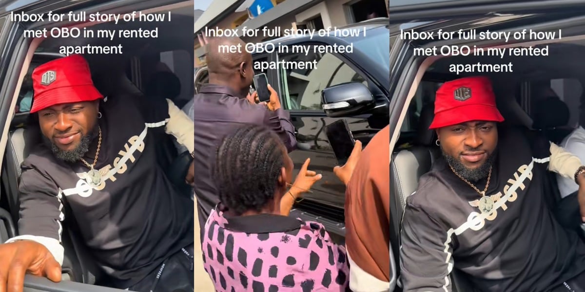 "001 till I die" - TikTok user turns heads online as he shares video of close encounter with Davido in his neighborhood