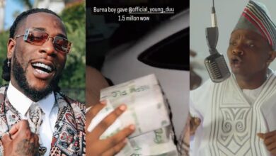 Burna Boy raises eyebrows as he gives Portable's ex-signee, Young Duu, 1.5 million naira cash