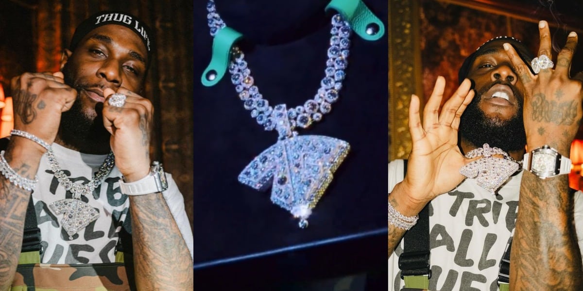 Burna Boy flaunts newly acquired million-dollar custom diamond chain