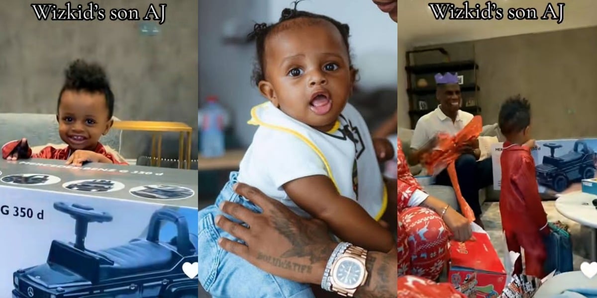 "Smallest bird" - Wizkid's son AJ excitedly receives Mercedes-Benz G 350 toy car