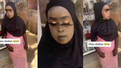 "Who do her makeup?" - Nigerian lady breaks the internet with a heavy makeover and oversized eyelashes