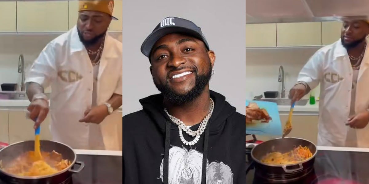 "OO1 forever, my number 1" - Fans go gaga as Davido plays chef for crew members after successful Christmas show