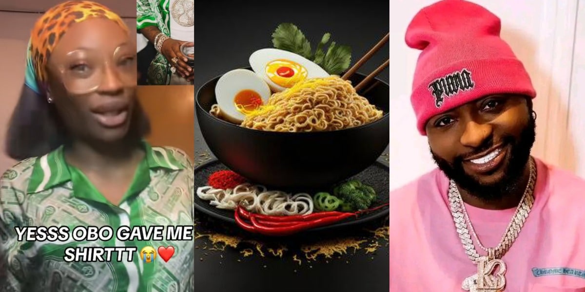 "Yes, OBO gave me his shirt" - Beautiful lady considers selling Davido's shirt for a plate of Indomie and egg