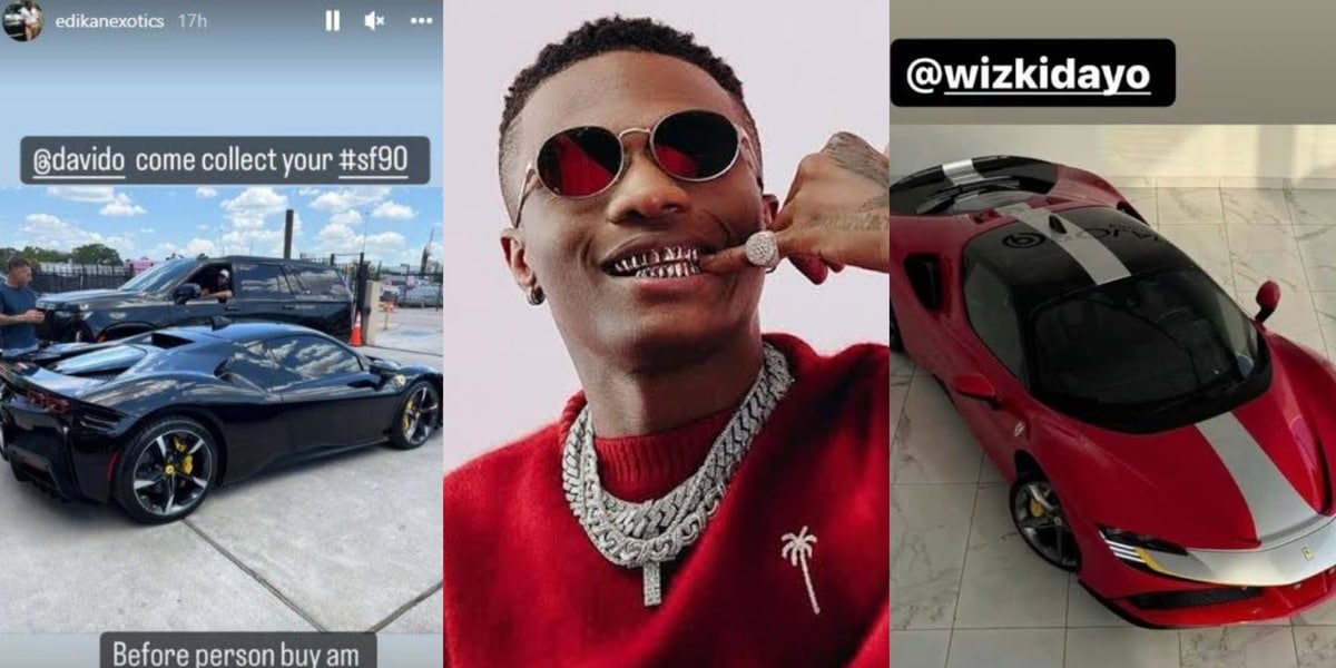 "Davido's 'past' is Wizkid's 'present' - Davido's 3-year-old Ferrari SF90 causes stir as Wizkid buys similar car for 1.4 billion