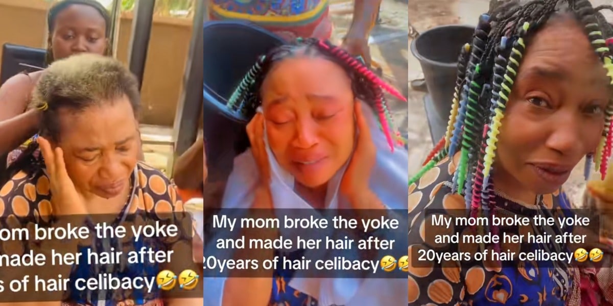 Emotional moment as Nigerian mother ends 20-year hair-making celibacy