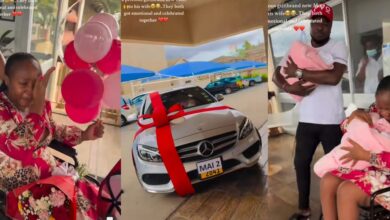 "Wow, so beautiful" - Heartwarming moment as husband surprises wife with Mercedes-Benz after twin delivery