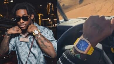 "And he no get house for Lagos" – Shallipopi set tongues wagging as he flaunts his Richard Mille wristwatch worth N232m