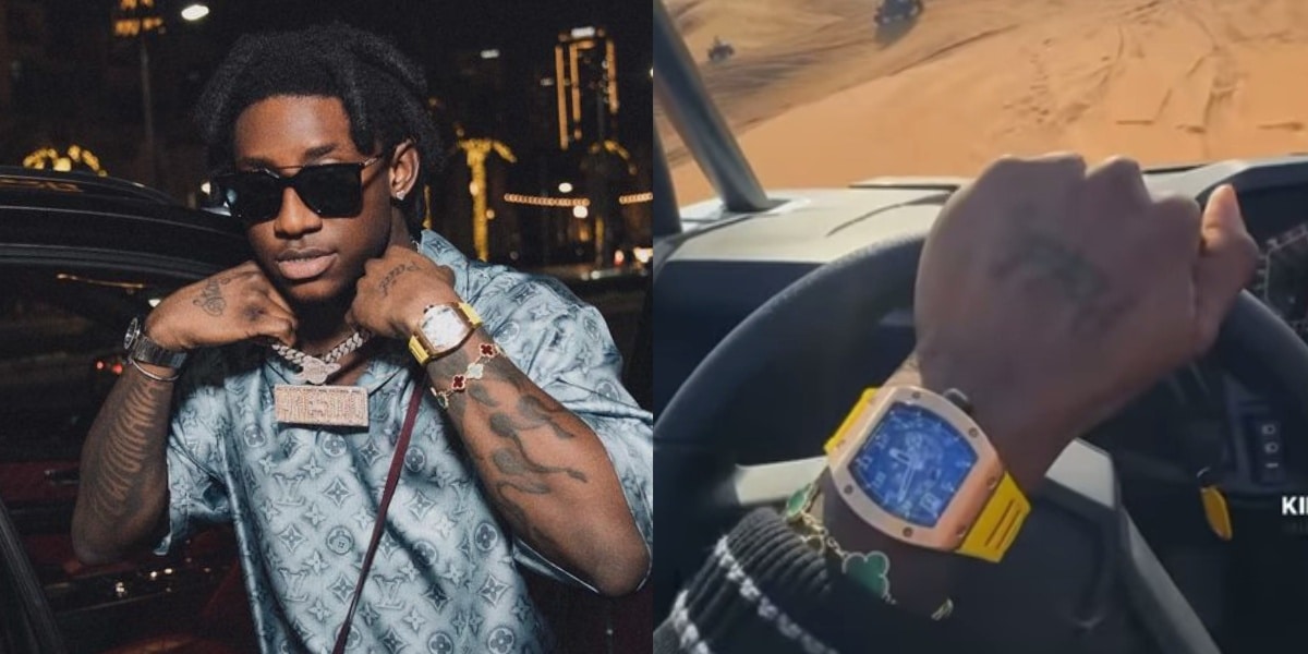 Shallipopi set tongues wagging as he flaunts his Richard Mille wristwatch worth N232m