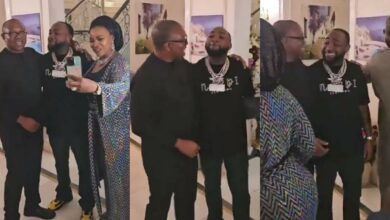 Reactions as Davido and Peter Obi are spotted hanging out at a birthday party
