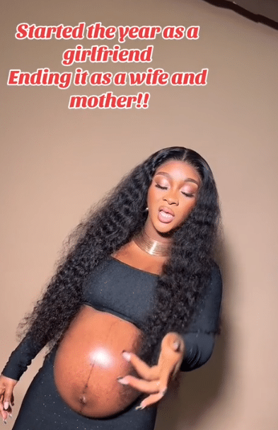 Lady, who started 2023 as girlfriend, celebrates becoming wife and mother in the same year, flaunts baby bump