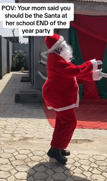 "How much were you paid?" - Lady causes buzz as she does father Christmas at mum's school, dances energetically for the students