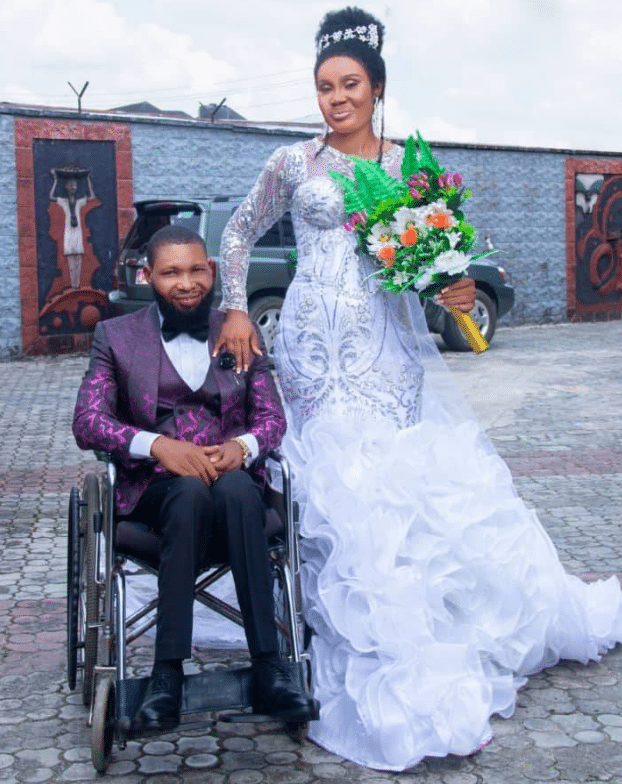 "Happiness is an understatement" - Lady over the moon as she marries physically challenged lover in Akwa Ibom