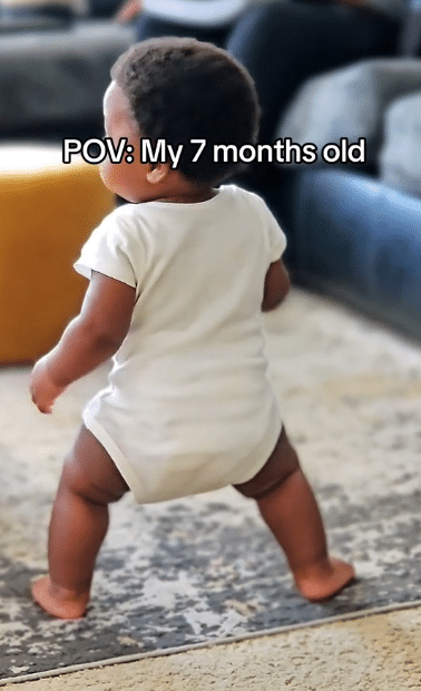 Video of 7-month-old baby standing on his own goes viral