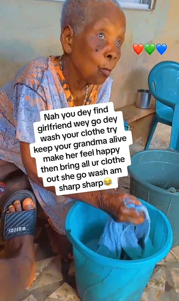 Man grandma washing clothes 