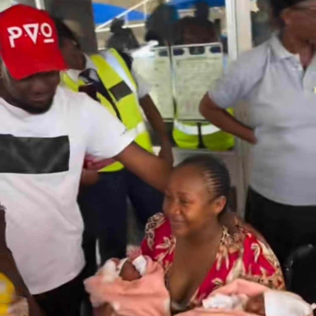 Heartwarming moment as husband surprises wife with Mercedes-Benz after twin delivery