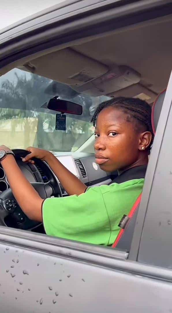 Emmanuella causes a stir as she drives a car