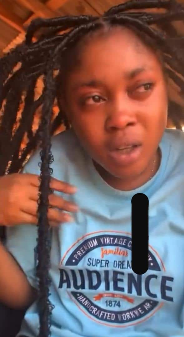 Lady in pain as she flaunts her Christmas hairstyle