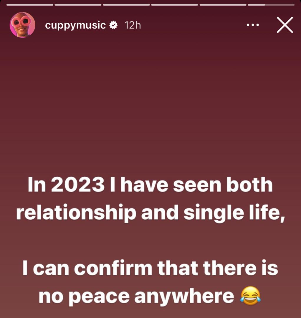 "No peace anywhere" - DJ Cuppy speaks on her single and relationship life in 2023