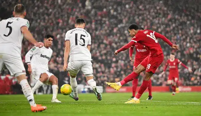 Liverpool thrash West Ham 5-1 to book spot in Carabao Cup semi-final