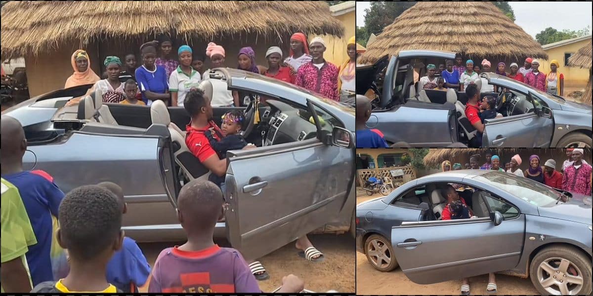 Man oppresses villagers as he arrives home for Christmas in convertible car