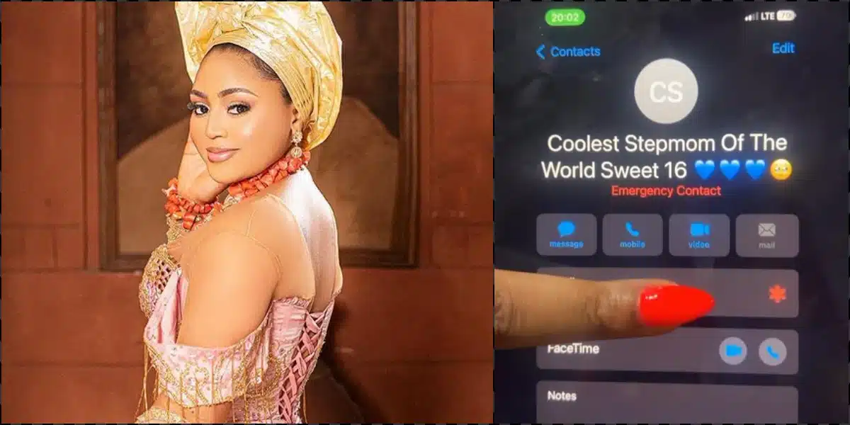 Regina Daniels gushes as she reveals how her stepson saved her name