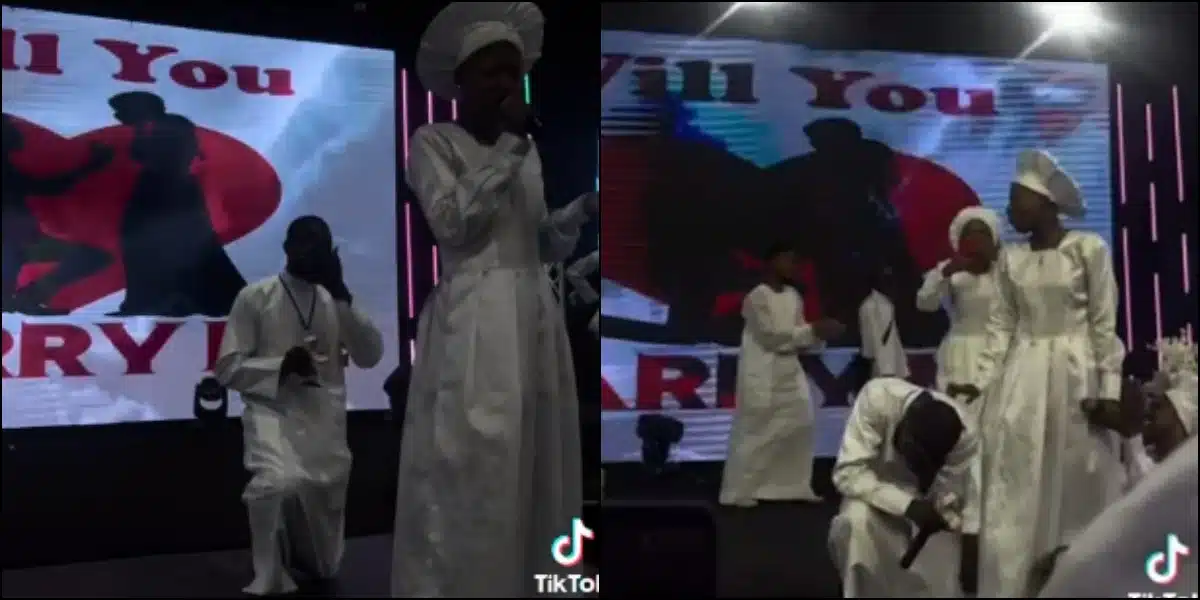 Man proposes marriage as girlfriend leads praise and worship in church