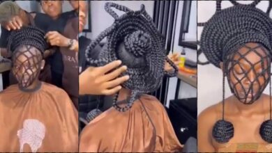 Lady shows off unique, yet stunning net-like hairstyle