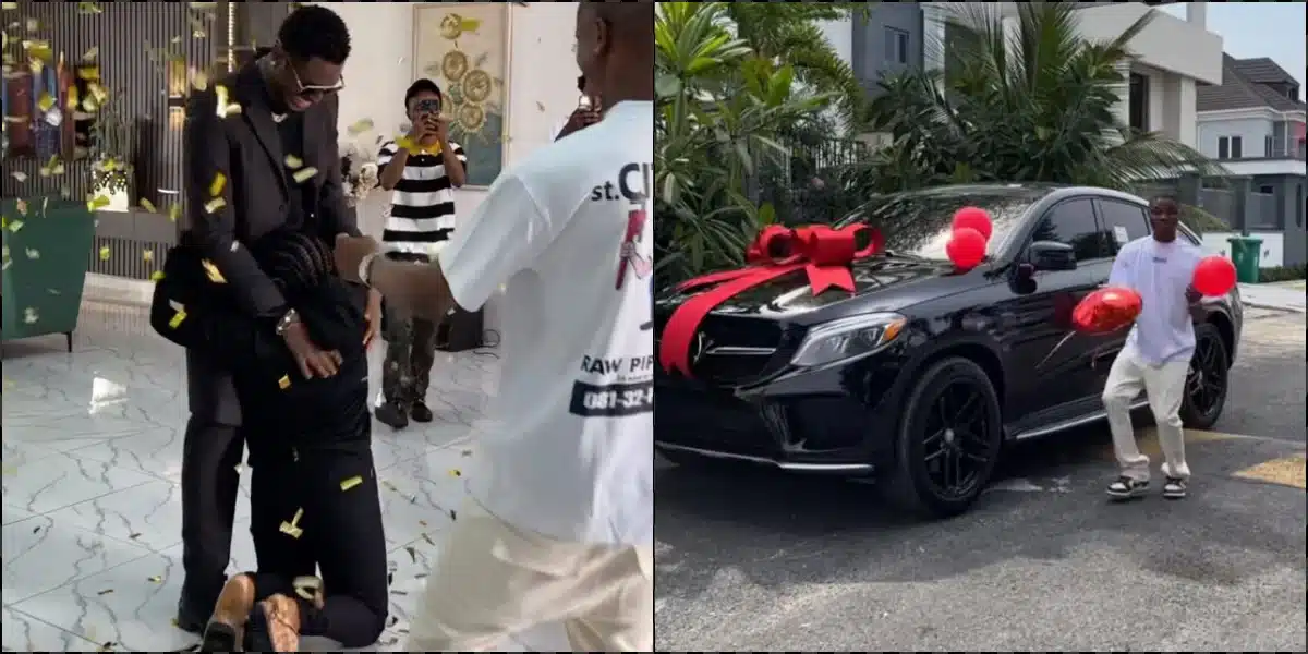 Lady overjoyed as she gets Mercedes Benz as Christmas gift from boyfriend