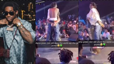 Moment Shallipopi's mother lifts son up at sold-out show in Benin