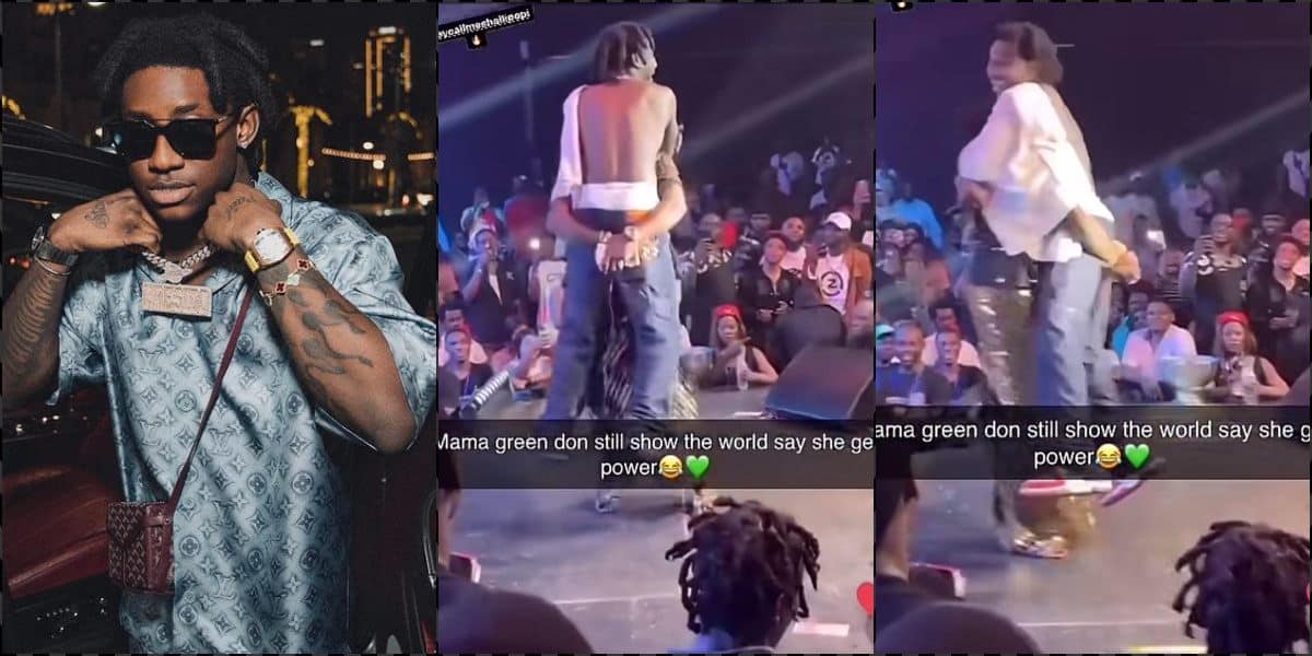 Moment Shallipopi's mother lifts son up at sold-out show in Benin