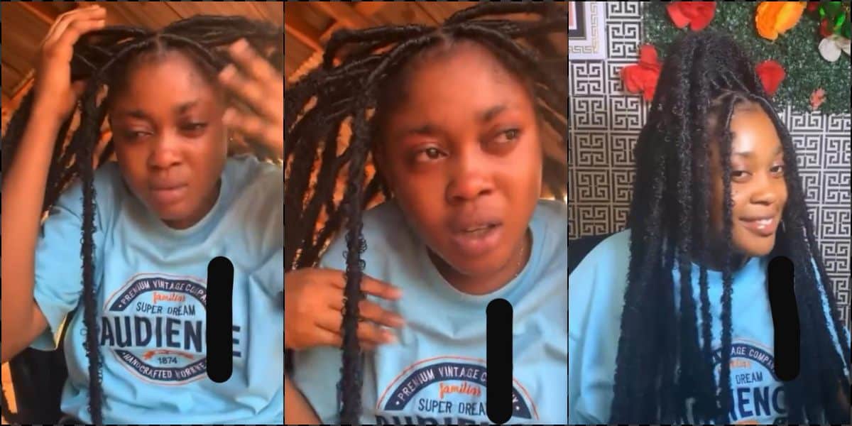 Lady in pain as she flaunts her Christmas hairstyle